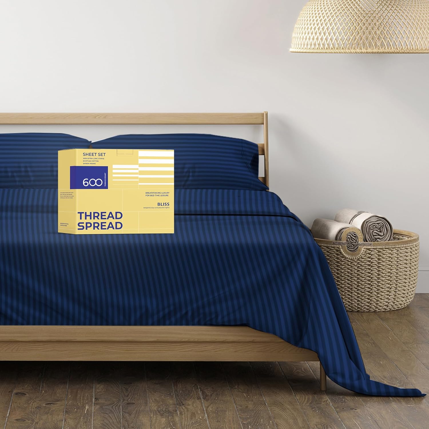 Luxury Egyptian Cotton Queen Stripe Sheet Set for Ultimate Comfort
