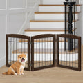 LZRS 3-Panel Freestanding Foldable Wooden Dog Gate - Sturdy Indoor
