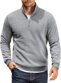Men Quarter Zip Mock Neck Pullover - Lightweight Active Sweatshirt