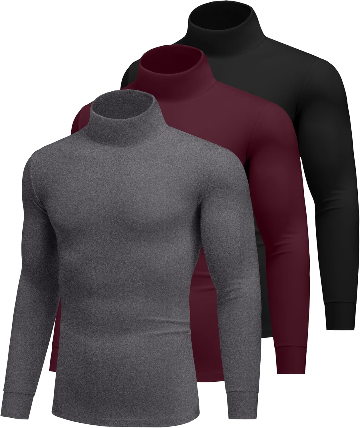 Ekouaer Long Sleeve Turtleneck Shirts for Men - 3 Pack Set