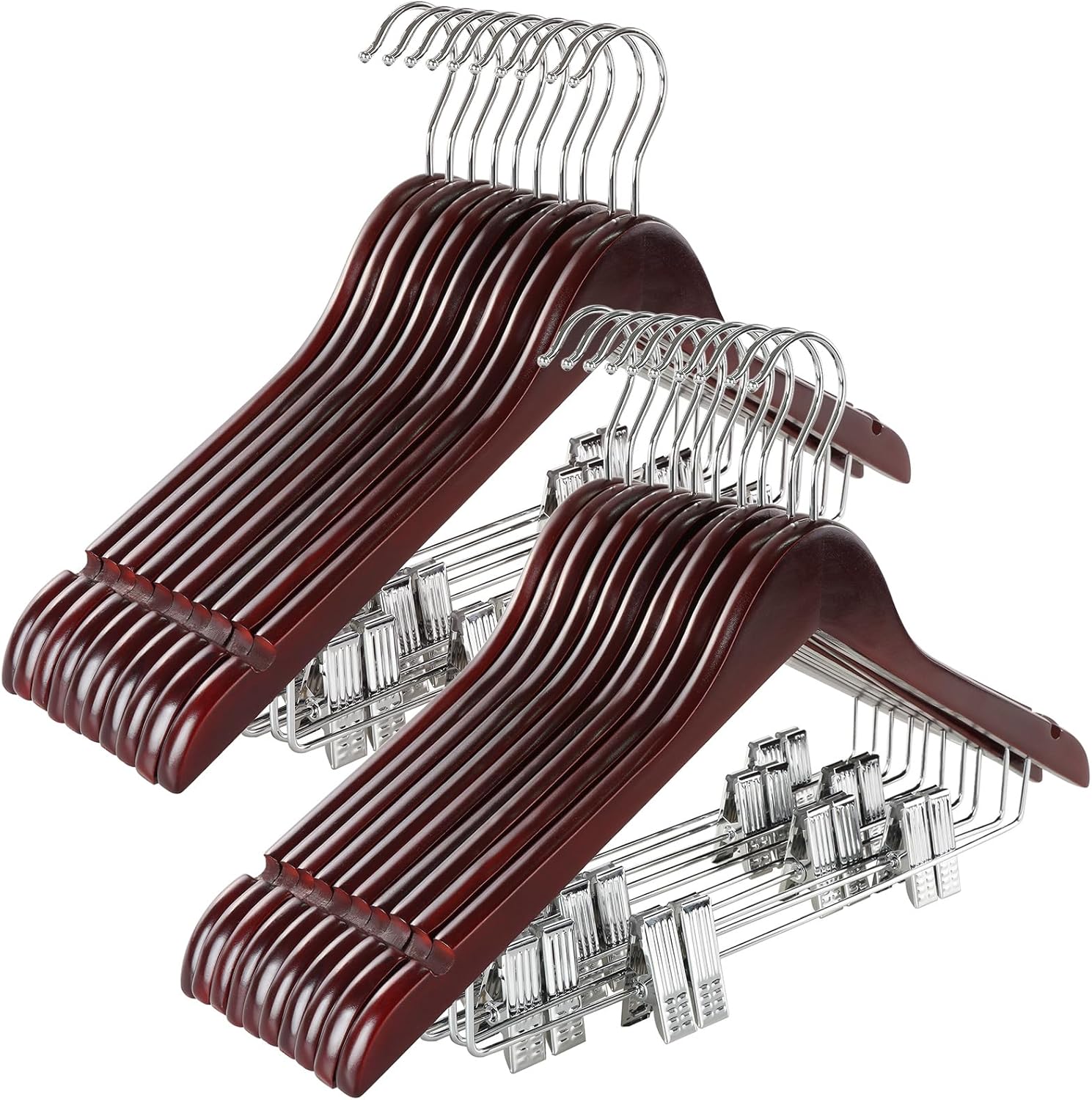 TOPIA HANGER Wooden Suit Hangers with Adjustable Clips for Clothes