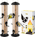 Metal Bird Feeder 6-Port Hanging Seed Feeder - Heavy Duty Black