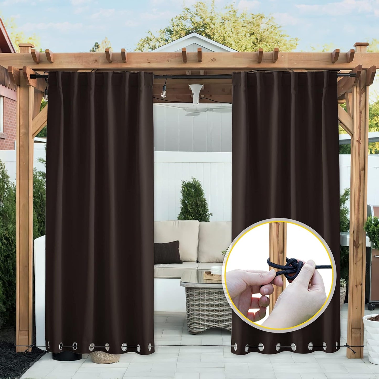 NICETOWN 2 Panels Weighted Blackout Curtains for Outdoor Privacy