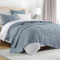 100% Cotton Quilt Set Queen Size Adriatic Blue - Soft Geometric Quilt