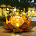 Solar Light Outdoor 2Pack - Art Crackle Globe Lotus Garden Lights