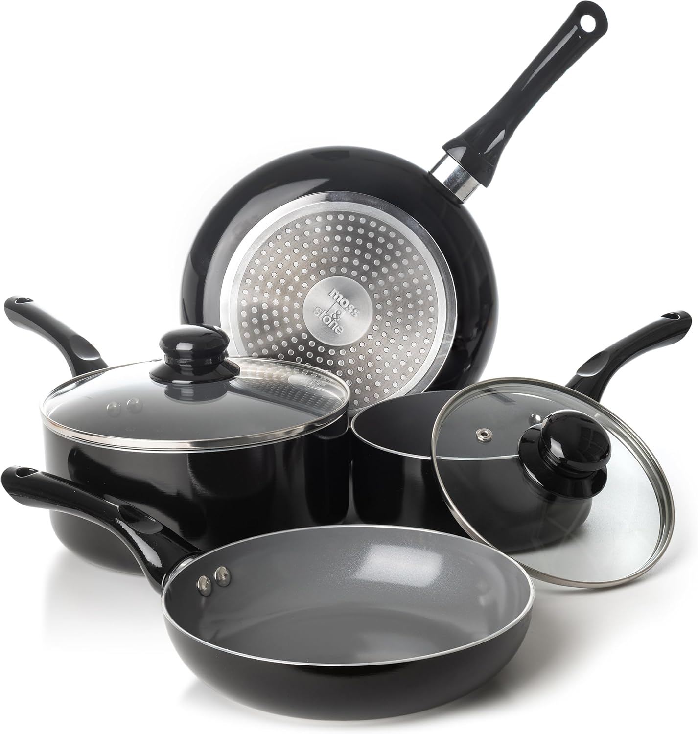 Nonstick Cookware Set with Glass Lids for All Cooking Needs