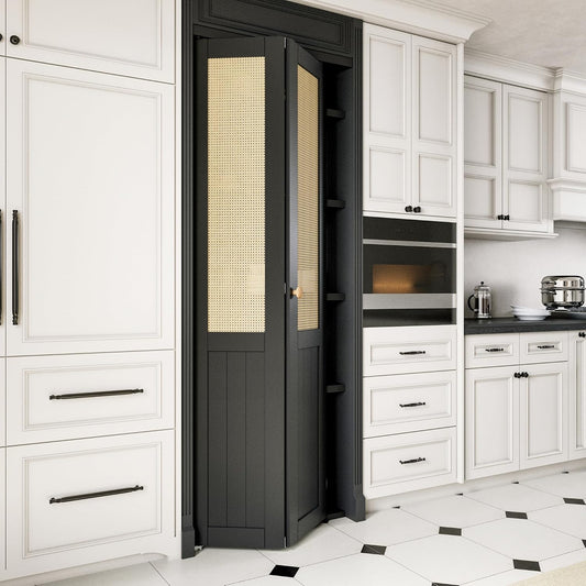24in x 80in Rattan Bifold Closet Door with Hardware & Knob