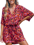 CUPSHE Women's Summer Romper Lace Up Printed Wide Leg Mini - Vacation