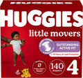 Huggies Size 4 Little Movers Diapers, 140 Ct (2x70) - Active Fit