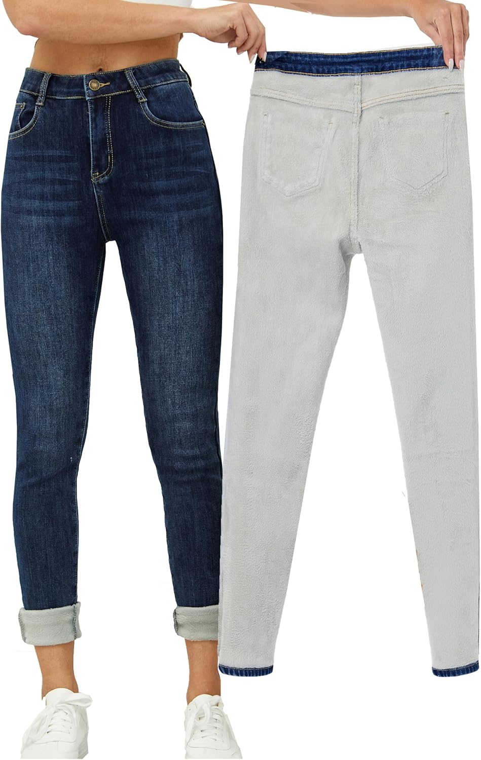 Yehopere Women's Winter Fleece Lined Jeans for Cozy Warmth