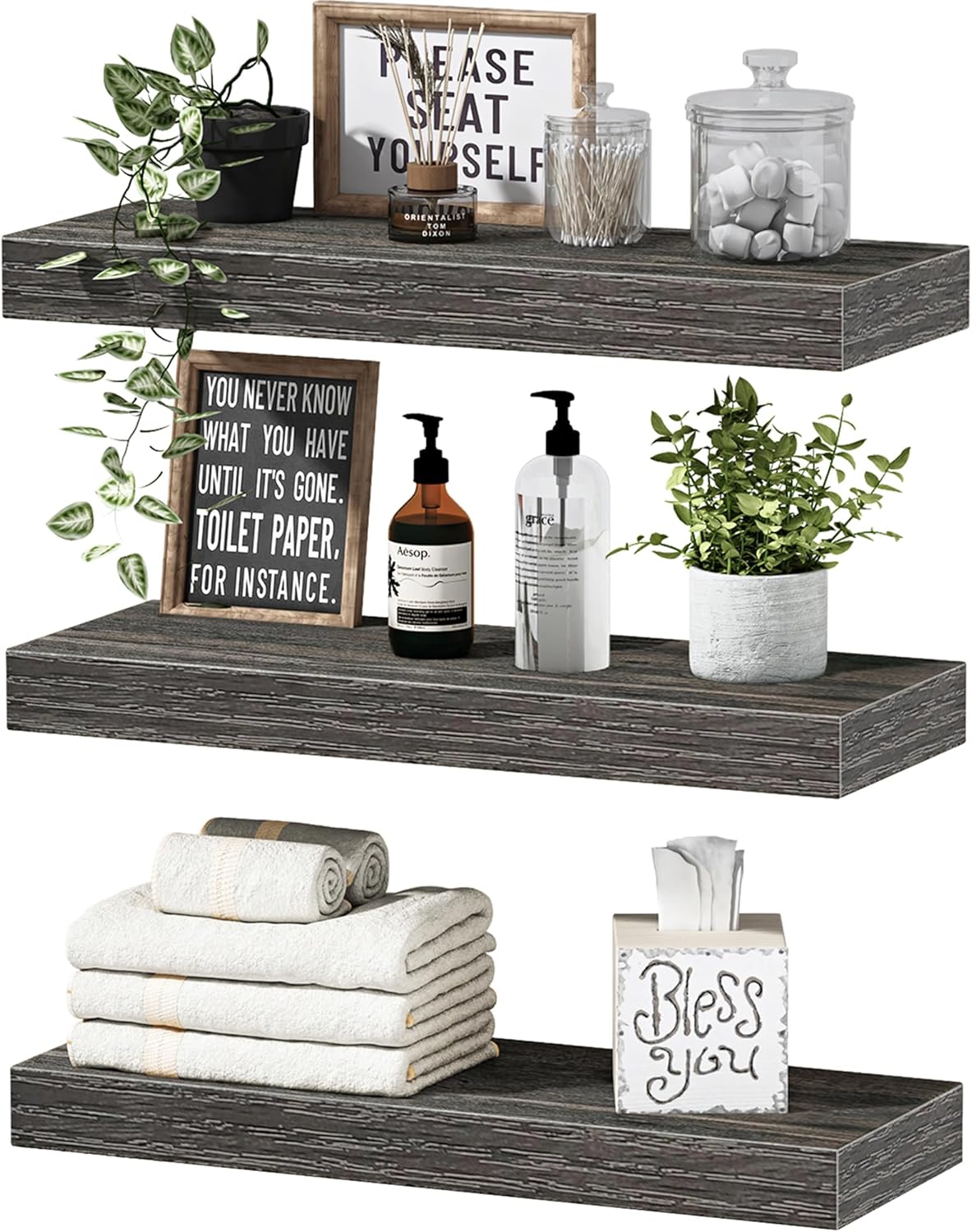 QEEIG Floating Shelves for Wall - Stylish Farmhouse Decor