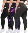 Plus Size Leggings 3 Pack with Pockets - High Waisted (Style VRJC)