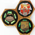 Medal Hanger Display Honeycomb Wooden Hexagon 3 Pack - Secure, Modular