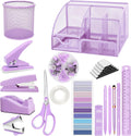 Purple Desk Accessories Set for Office Home School Women