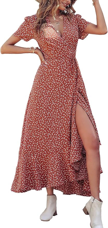 PRETTYGARDEN Women's Summer Wrap Maxi Dress for Casual Elegance