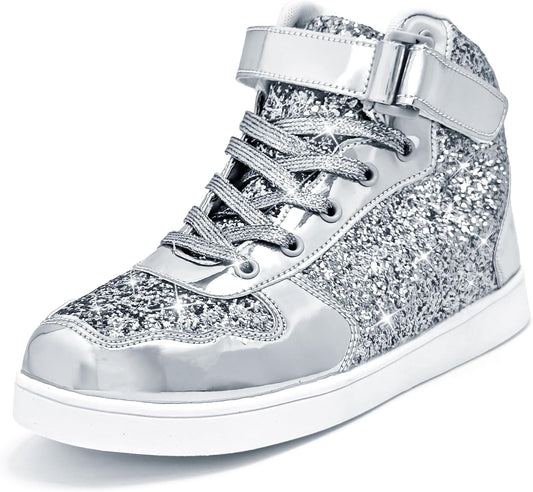 Wooowyet Glitter Shoes Kids High Top Sneakers for Parties and Gifts