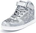 Kids Glitter High Top Sneakers for Boys Girls - Sparkly Lace-Up Party