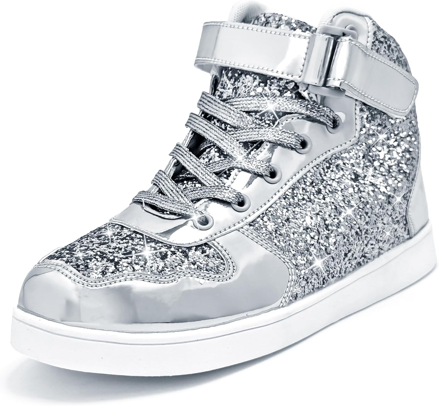 Wooowyet Glitter Shoes Kids High Top Sneakers for Parties