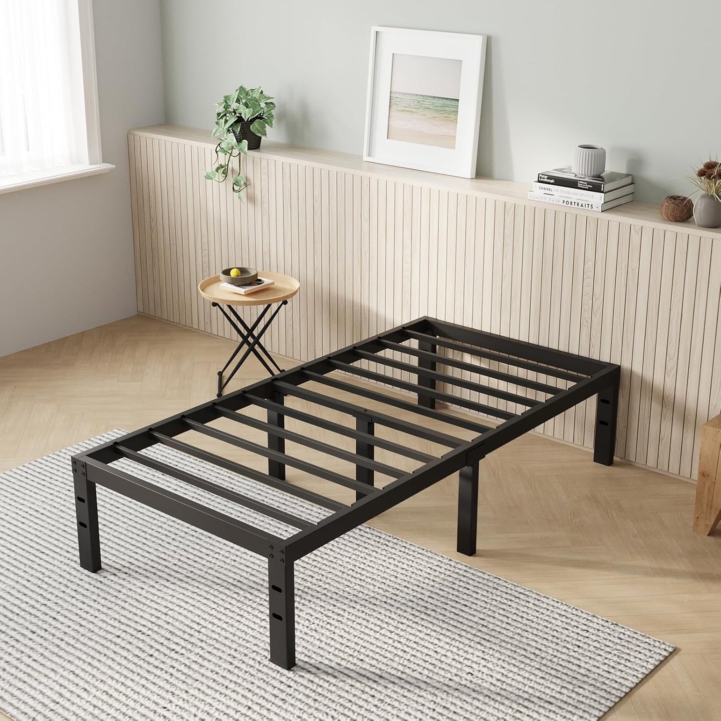 Robust Twin Bed Frame with Underbed Storage for Bedroom Use