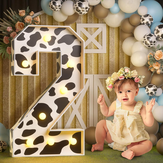 Marquee Numbers Cow Birthday Decorations for Kids' Parties