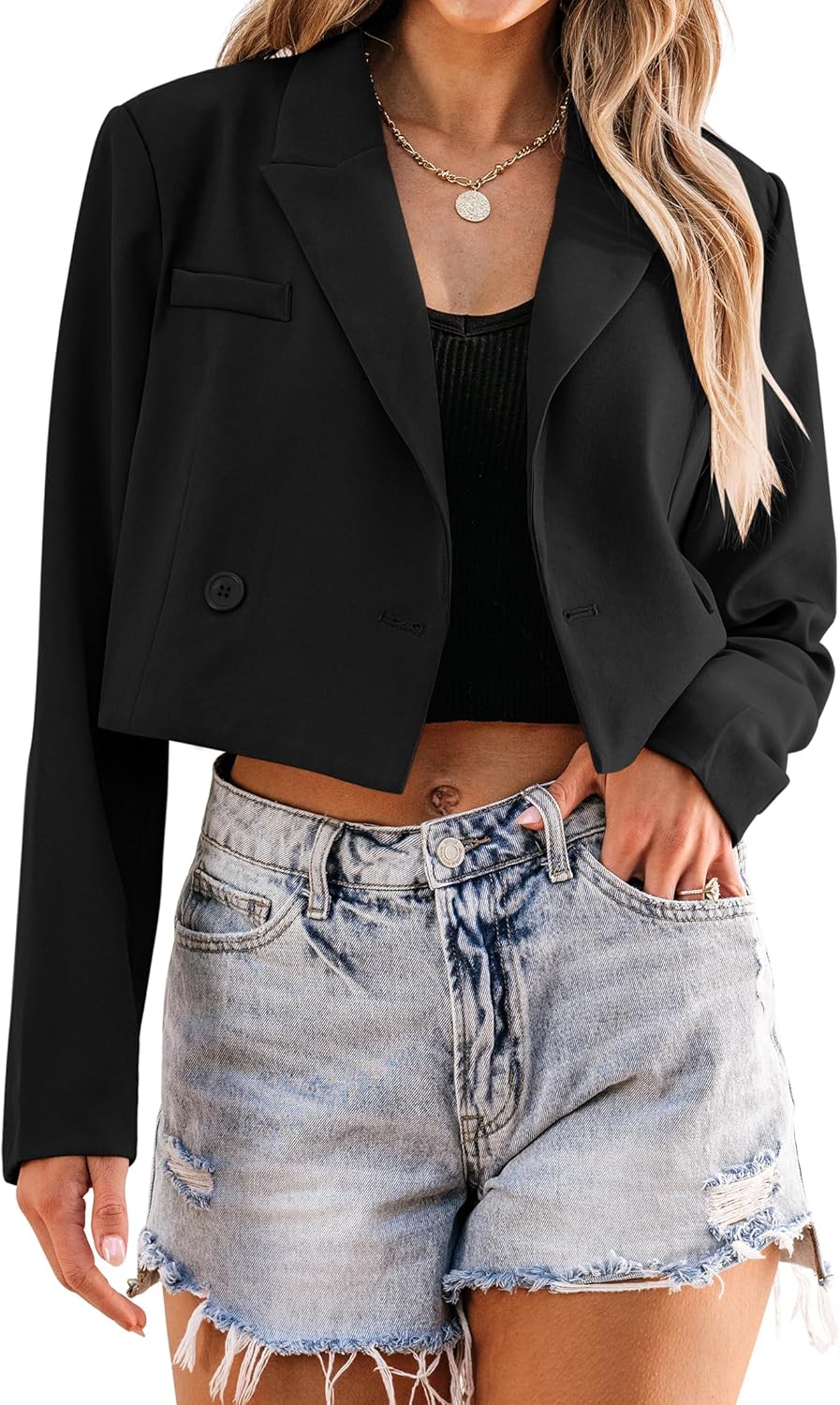 Cropped Blazers for Women Business Casual Open Front Stylish