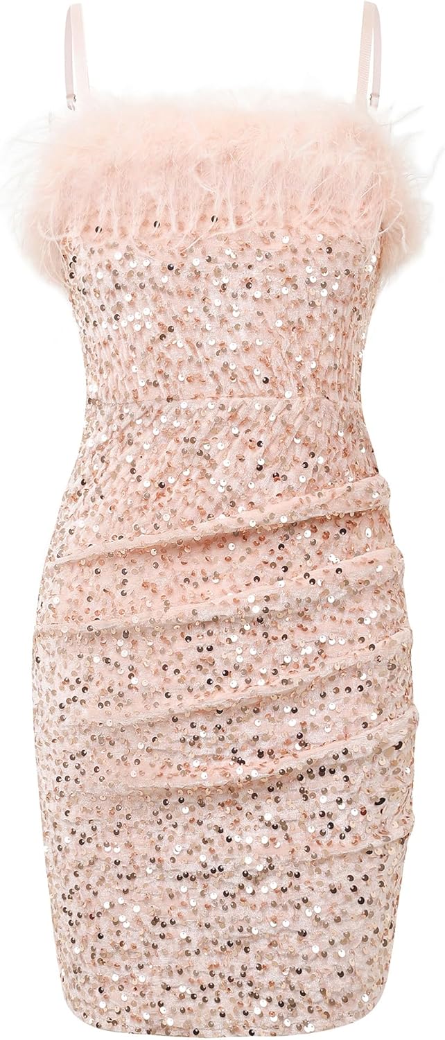 EXARUS Girls Sequin Bodycon Dress for Special Occasions