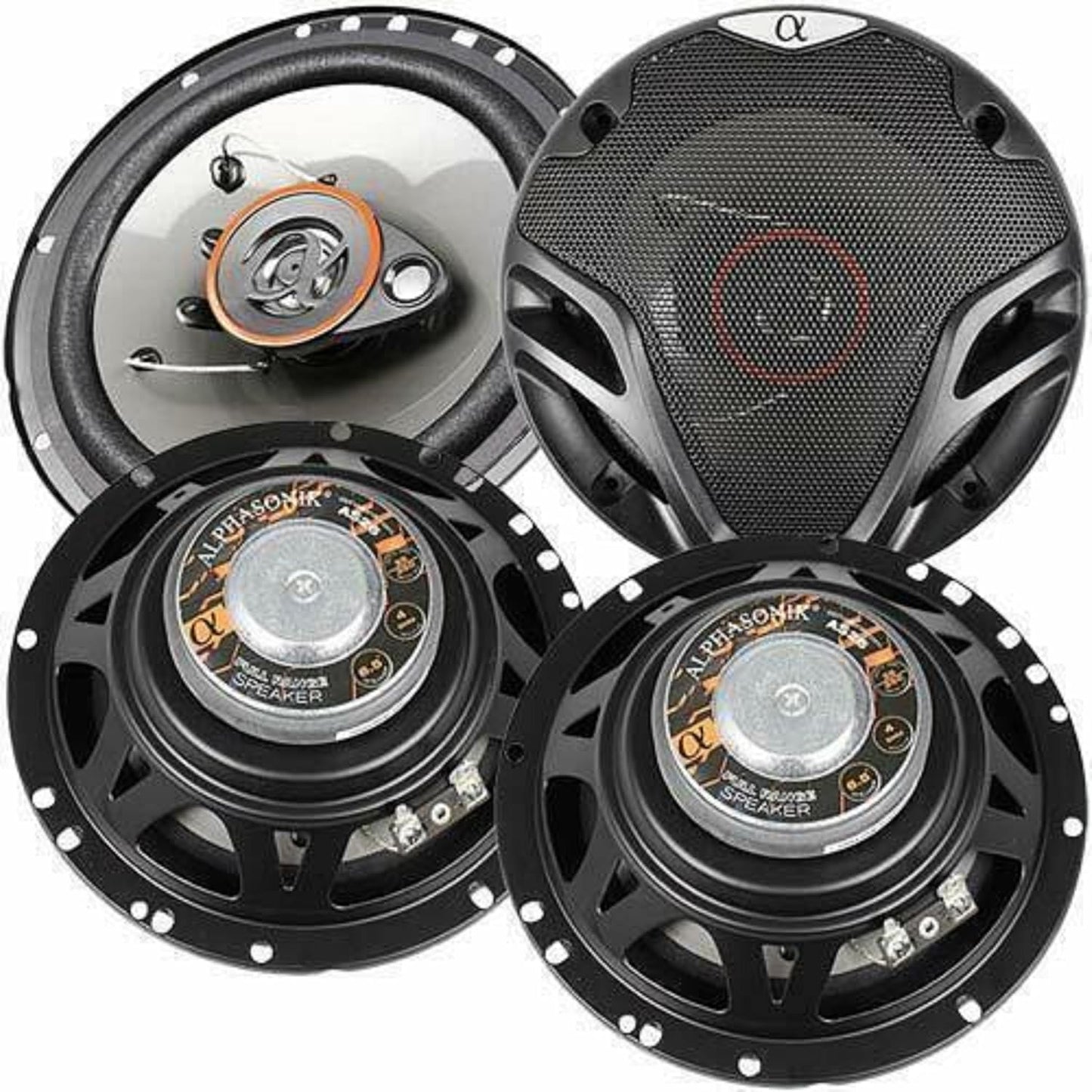 Alphasonik AS265P 6.5 Inch 350W Max 3-Way Car Speakers