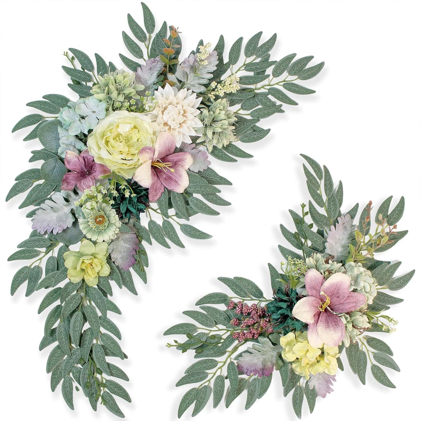 Pack of 2 Wedding Arch Decorations with Beautiful Floral Swag