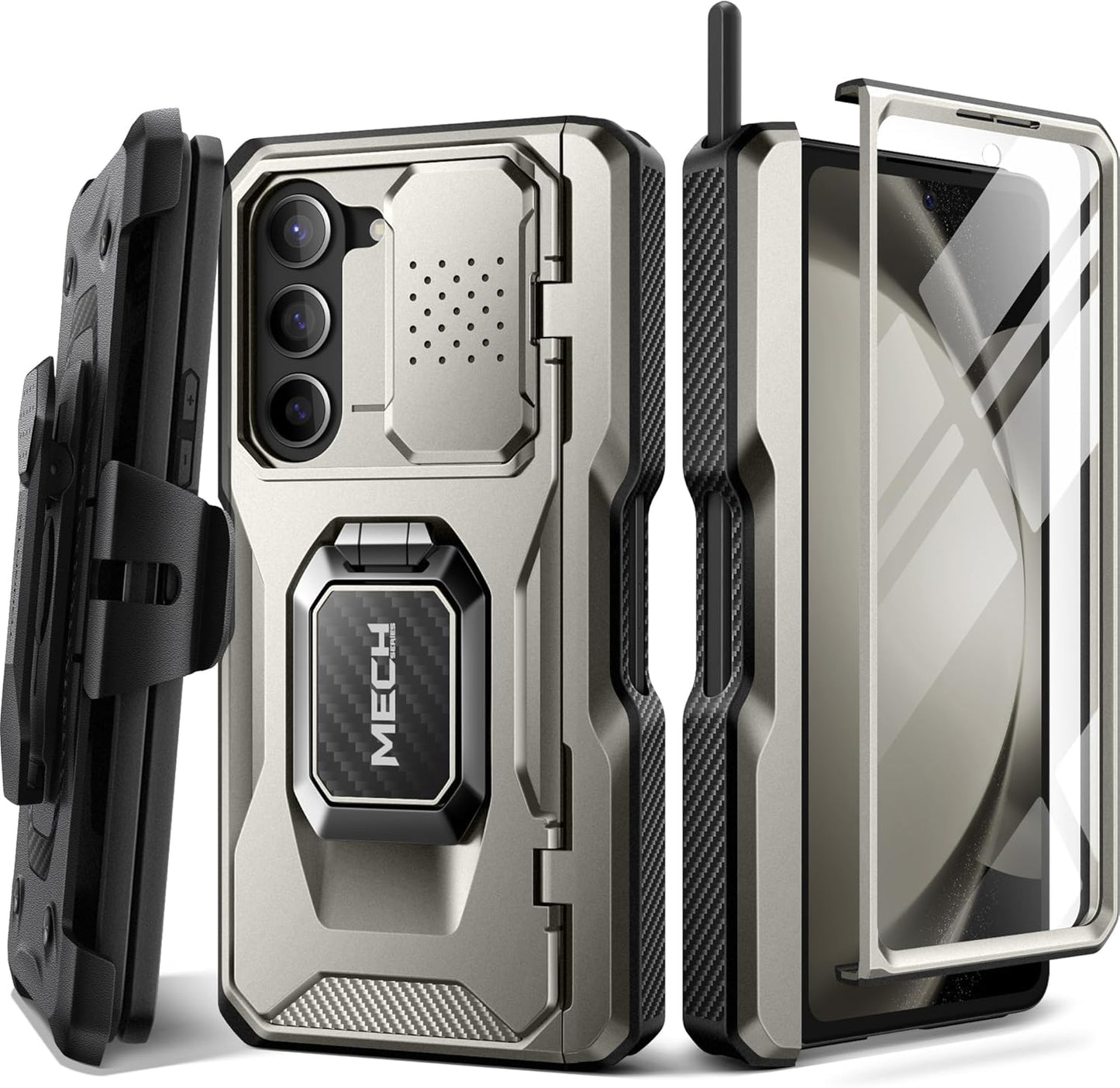Rugged Z Fold 5 Case with Ring Stand & S Pen Holder for Samsung