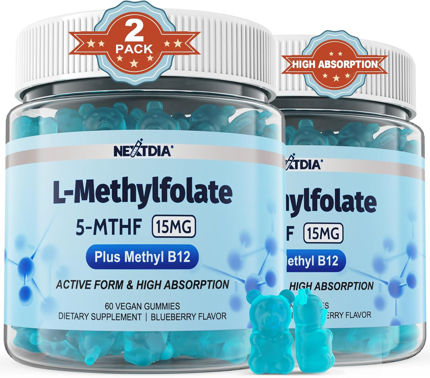 L-MethylFolate 15mg Gummies for MTHFR Support & Cognition