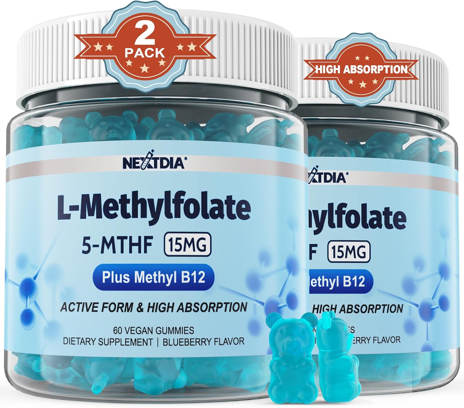 L-MethylFolate 15mg Gummies for MTHFR Support & Cognition