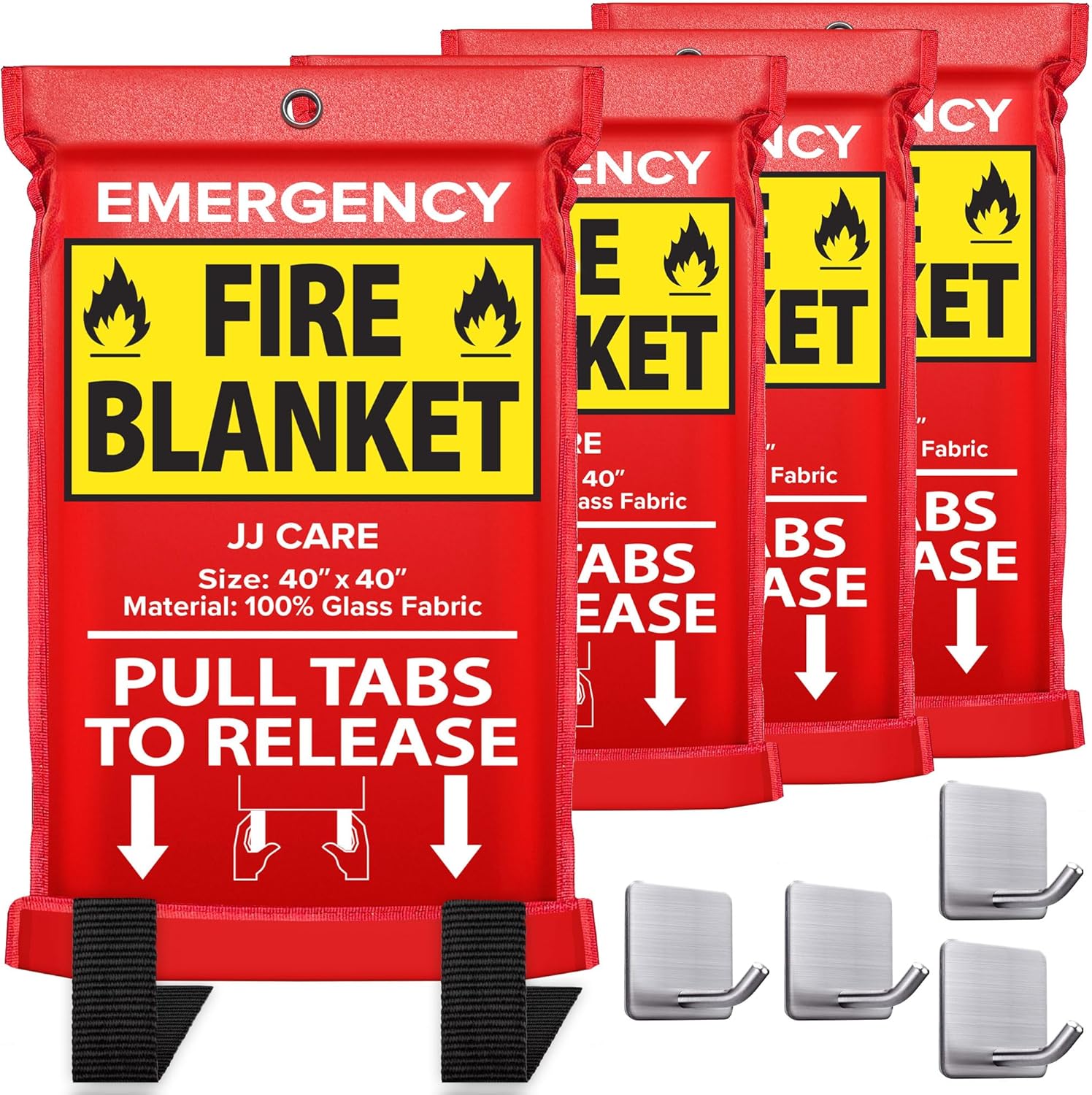 JJ CARE Fire Blanket 4 Packs for Home Safety and Kitchen Use