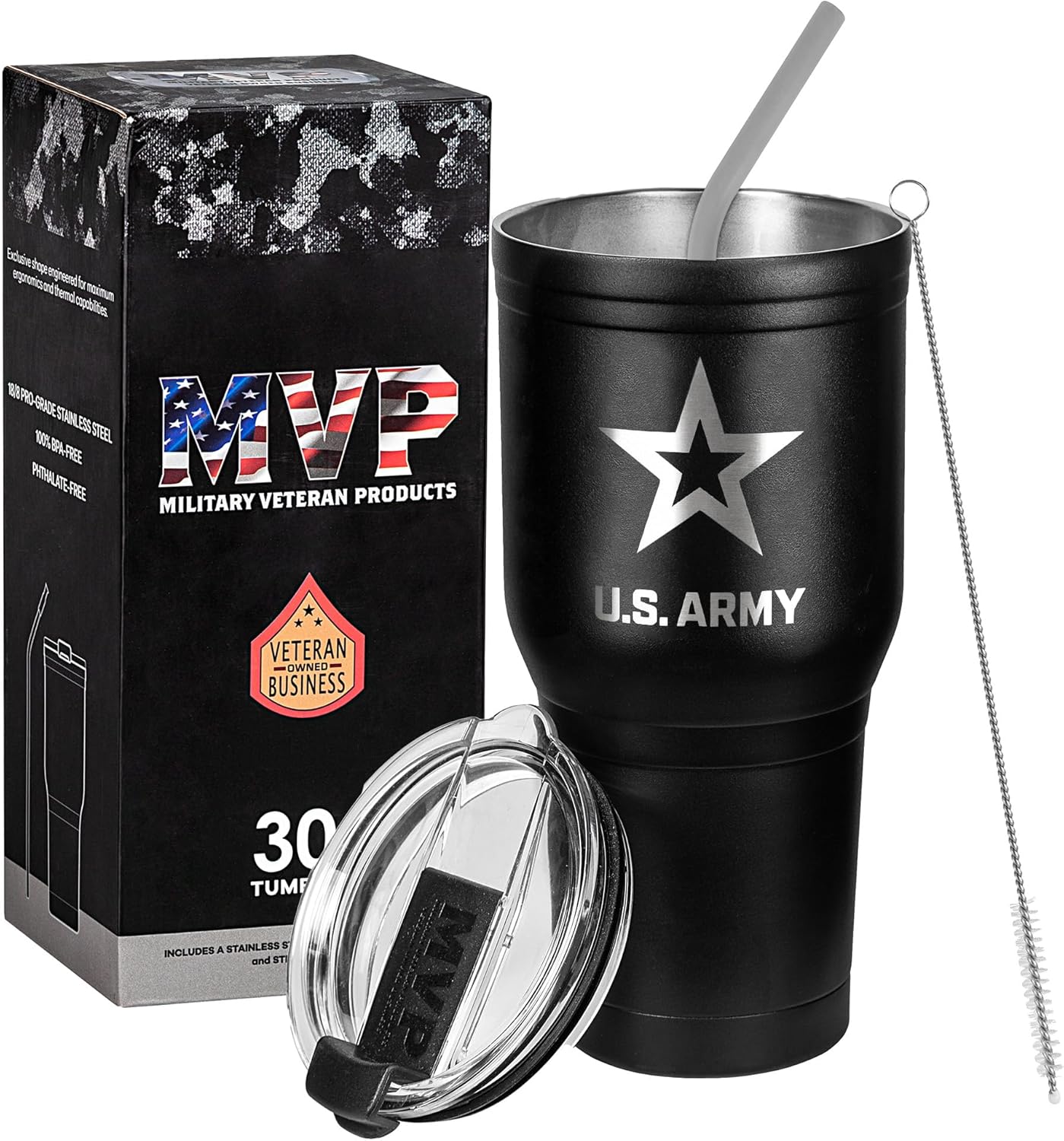 30 oz US-Army Black Double Wall Vacuum Insulated Travel Mug
