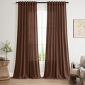 Mocha Brown Linen Curtains 90 in Length 2 Panels - Light Filtering
