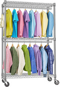 Rolling Garment Rack with 3 Tiers and Wheels - Heavy Duty Closet