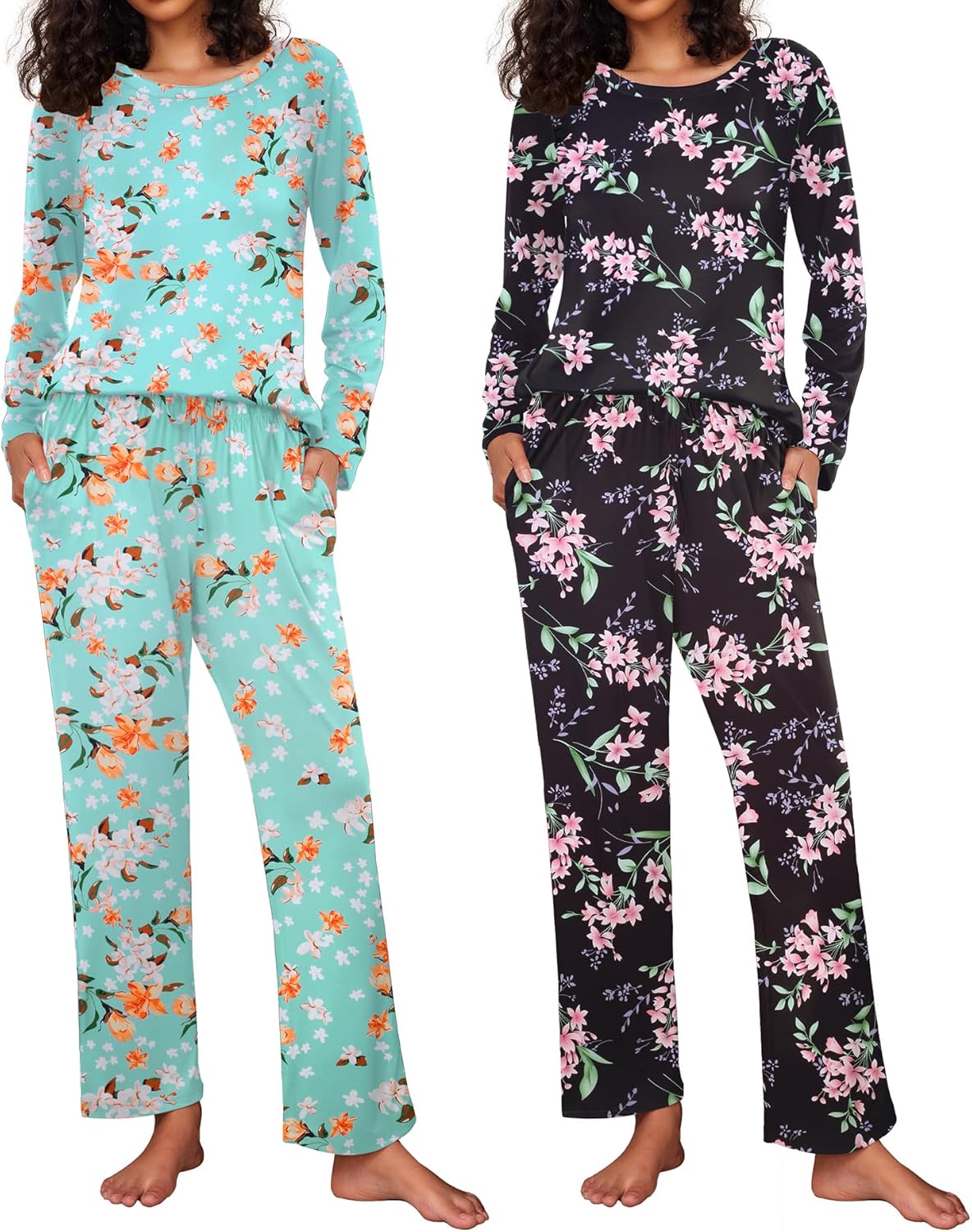 Ekouaer Women's Pajama Set Soft Long Sleeve Sleepwear Loungewear