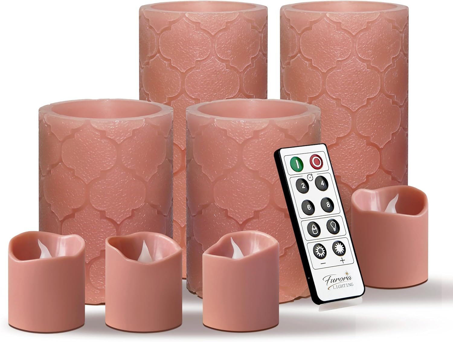 FURORA LIGHTING Dusty Rose Flameless LED Candles with Remote