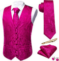 Barry.Wang Men's Suit Vest Set Paisley Jacquard - 5PCS Formal Match