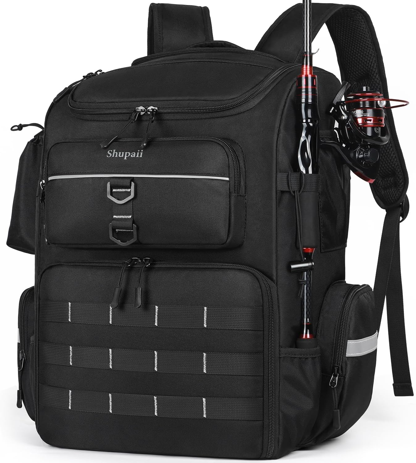 Water-Resistant Fishing Backpack with Rod Holders, 45L Capacity for Outdoors