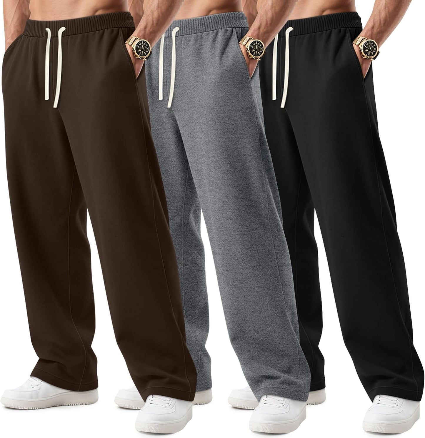 Big and Tall Men's Sweatpants 3 Pack with Pockets and Comfort