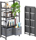 4NM No Assembly Folding Bookshelf 4 Tier - Fast Fold Storage