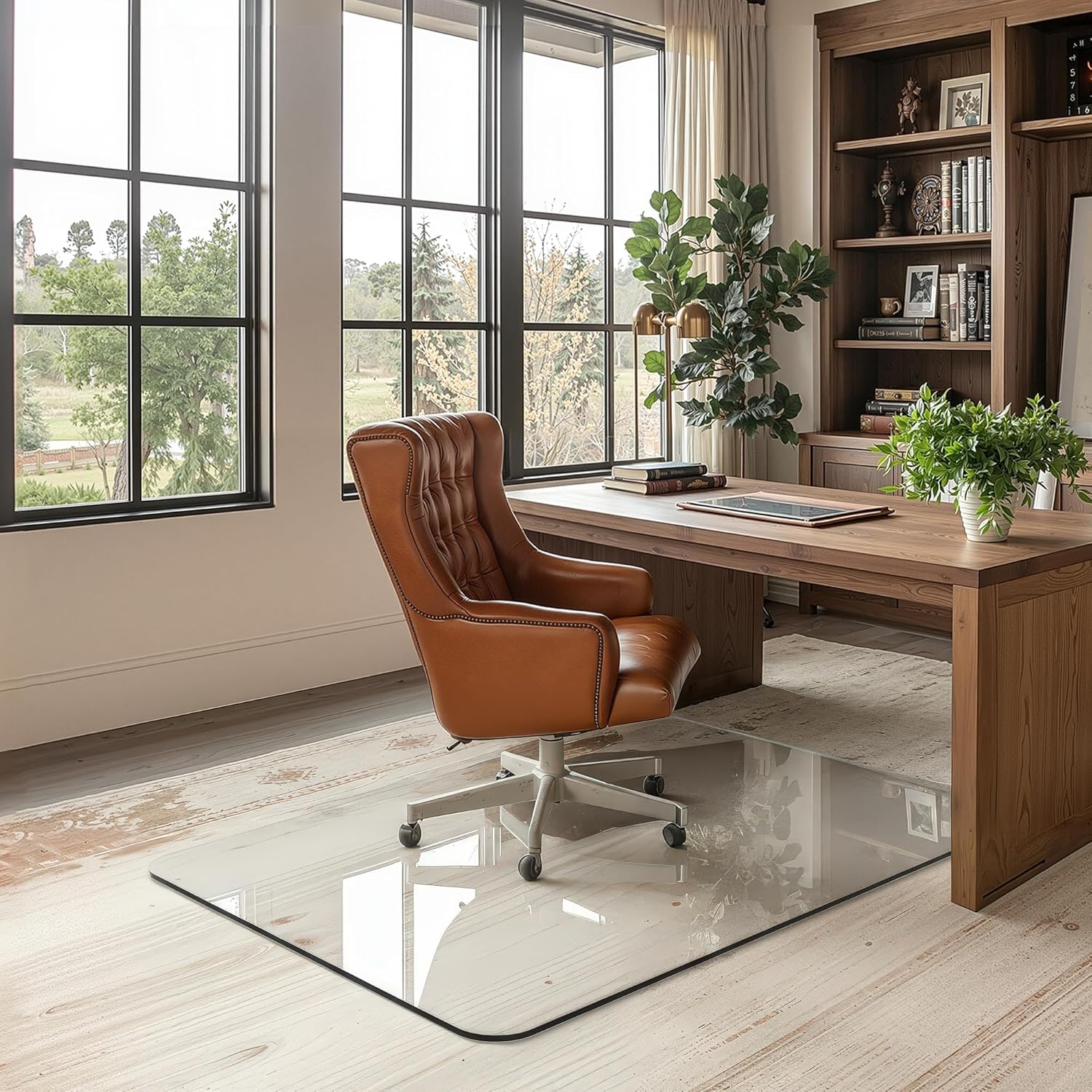 Upgraded Tempered Glass Chair Mat for Carpet & Hardwood Use