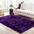 Soft Fluffy Faux Fur Rug 3x5 ft Purple - Cozy Bedside Accent