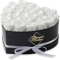 27 Preserved Roses Heart Box for Her - White Eternal Gift