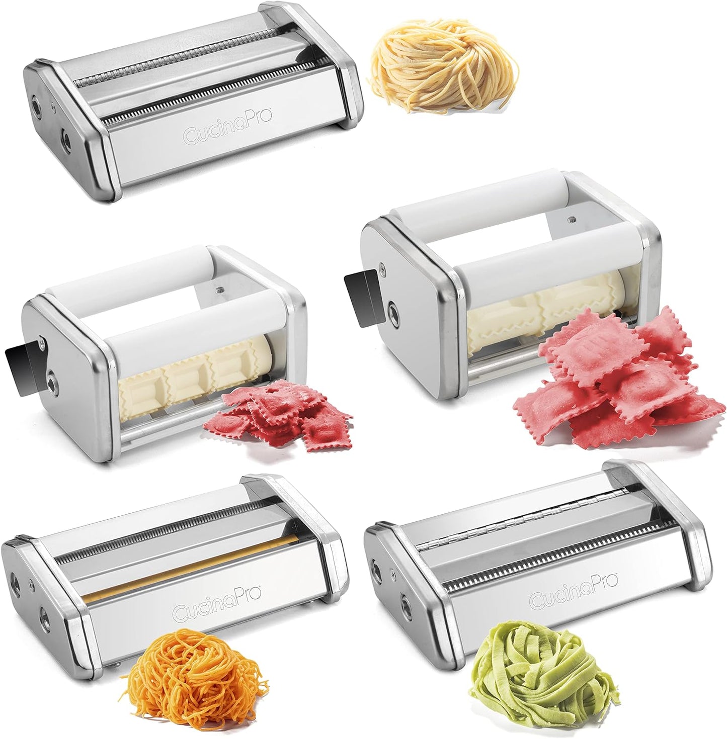 CucinaPro Pasta Maker Set: 5 Cutters for Homemade Italian Noodles!