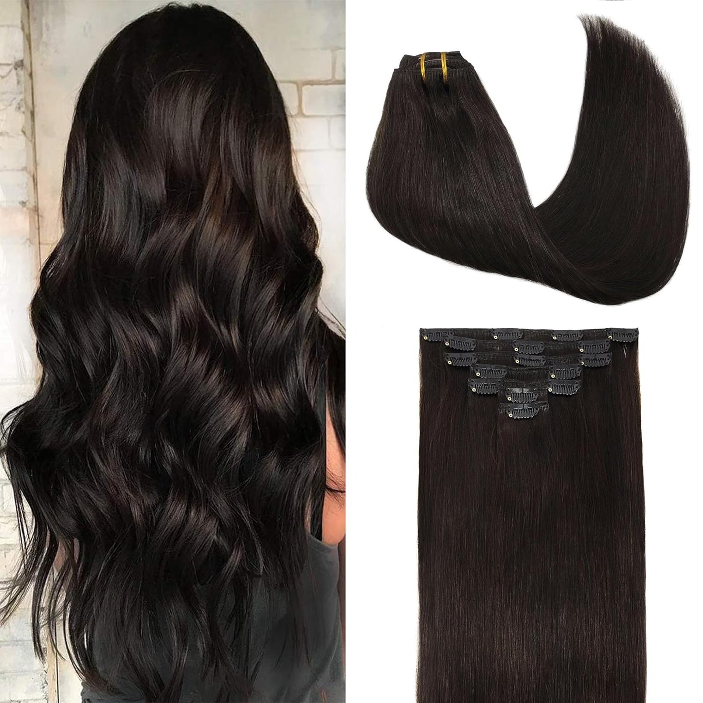 GOO GOO Clip in Hair Extensions for Women, 26in Dark Brown