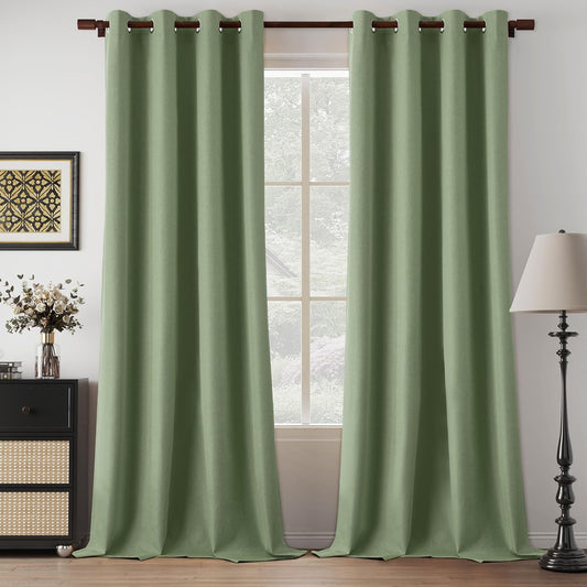 100% Blackout Green Curtains for Complete Light Blocking