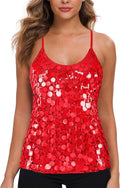 MANER Womens Sequin Tops Glitter Party Strappy Tank Top (Style 15TK)