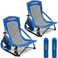 SUNNYFEEL Folding Low Camping Beach Chair 2 Pack - Low Profile Comfort