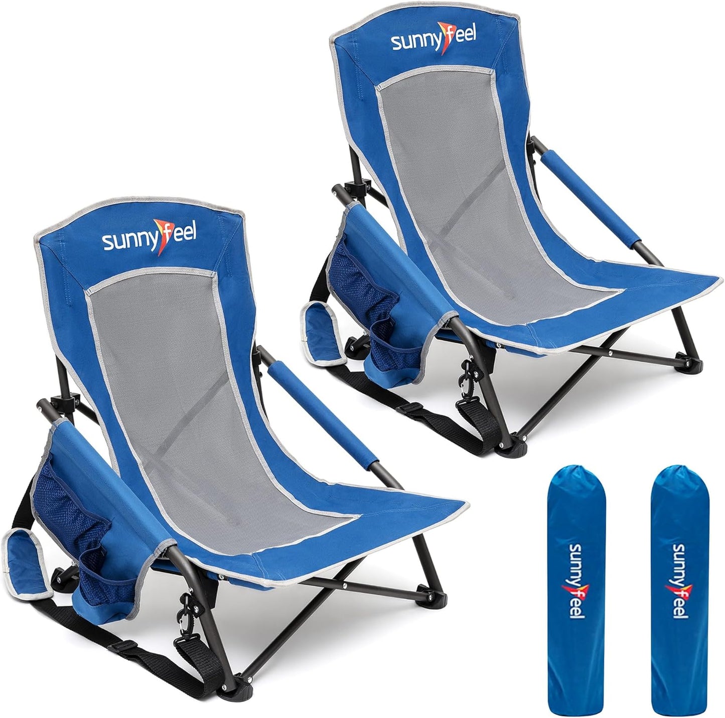 SUNNYFEEL Folding Low Camping Beach Chair for Outdoor Fun